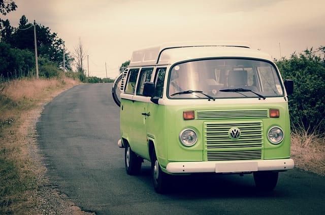 a green van on the trip